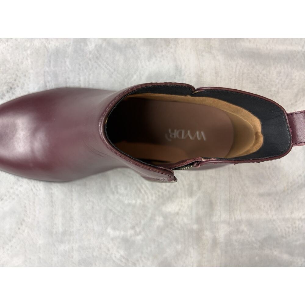 WYDR Studios Metro Muse Everyday Zip Bootie Wine Red Leather Women's Size 9 - Picture 6 of 10